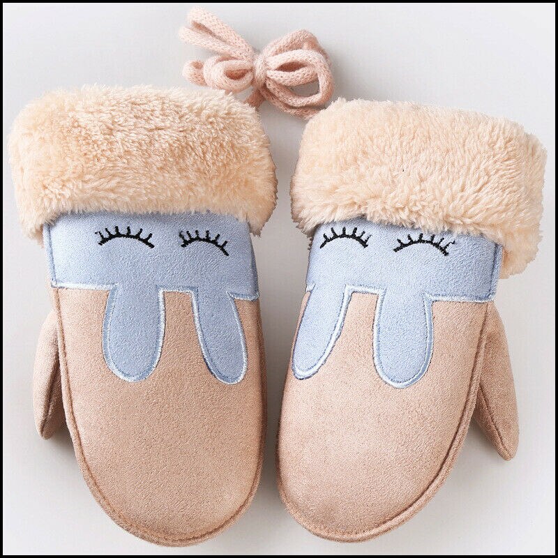 7 kolorów zimowe dziecięce rękawiczki Kawaii nowe pluszowe kreskówki grube futrzane mitenki regulowane ciepłe dla niemowląt dzieci szkolne rękawiczki