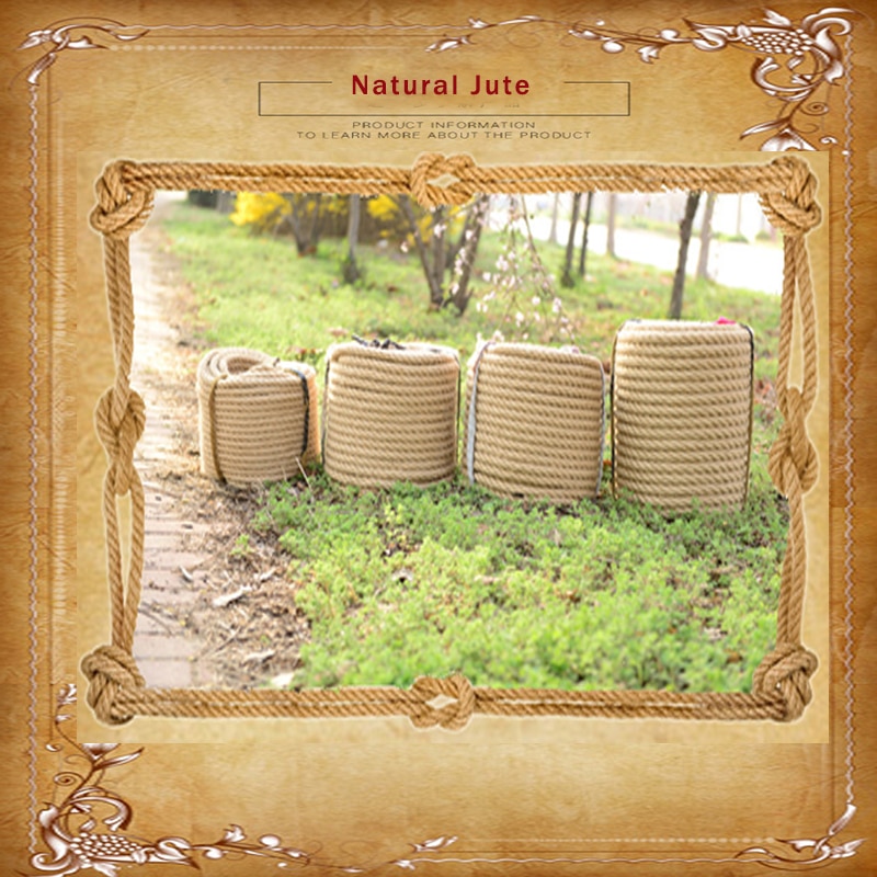 Cuerda de Yute Natural de 4mm, cuerda de cáñamo trenzada para macramé, artesanía Vintage para de boda, decoración hecha a mano para rascar mascotas