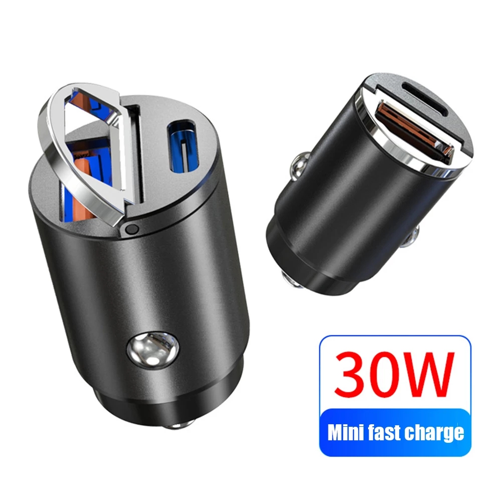 Mini stealth car adapter  qc 4,0 quick charge type 3,0 c pd charger t 30w pd+qc/pd+pd car charger for 13 12 xiaomi