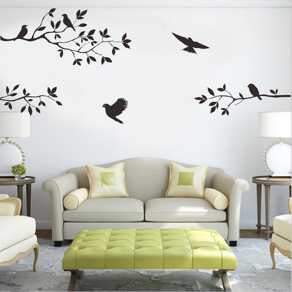 Vogel Tak Muurstickers Boom Blad Decoratieve Vinyl Voor Kinderen Home Decor Woonkamer Stickers Op De Muur Accessoires