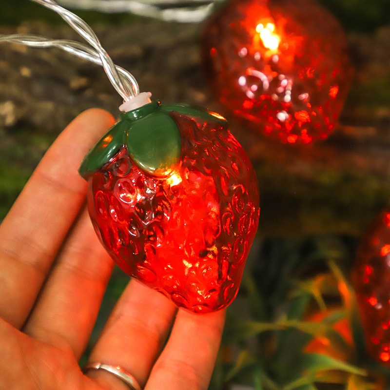 2024 Erdbeer-Lichterkette, Heimdekoration, Lichterkette, LED-Hängeleuchten, immer bin Lichtmodus für Ostern, Party, Hochzeit