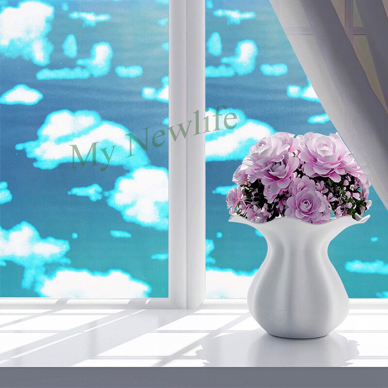 Cielo y nube vidrio esmerilado ventana película salón dormitorio baño Protección de Privacidad pegatinas autoadhesivas decoración del hogar 45/60*200cm