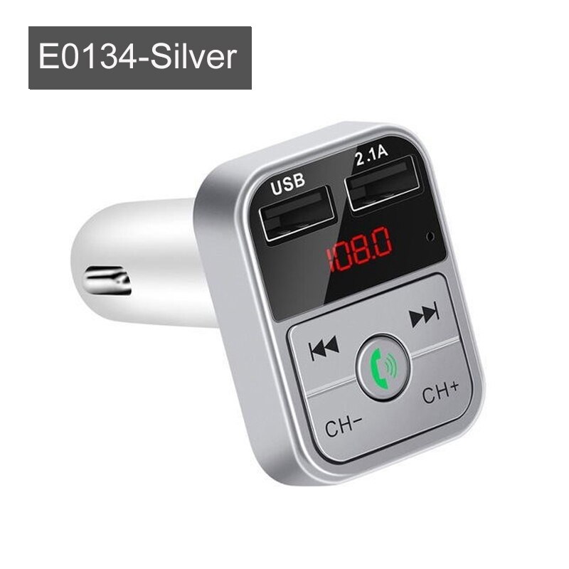 Neue Auto Bluetooth MP3 Hände-freies LED-bildschirm FM Sender 2,1/EINE Dual-Hafen Auto Schnell Ladegerät Auto Elektronische Zubehör: E0134-Silber-