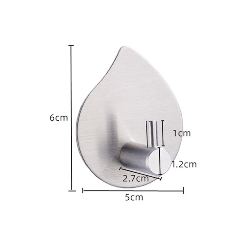 Rvs Haak Zelfklevende Keuken Muur Deur Haak Sleutel Rack Badkamer Handdoek Hanger Zwart Zilver Druppelen Vorm Opslag Haken: 05