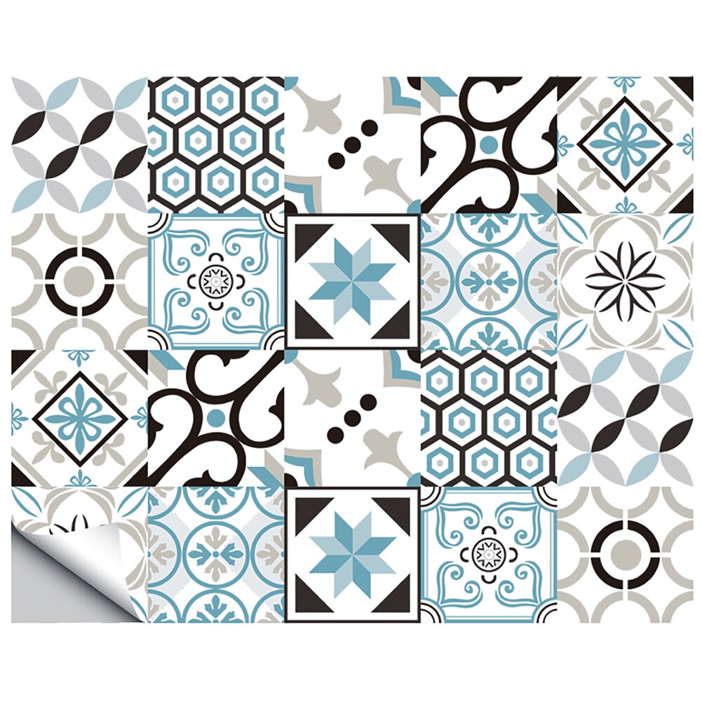 20pcs Title Stickers Waterproof Mosaic Wall Tile Stickers Retro Pattern Tile Floor Stair Sticker Bathroom Kitchen: A / 20x20CM