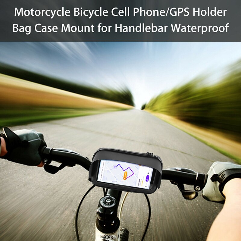 Universal Waterproof Cell Phone Pouch Case Bag with Bike Motorcycle Handlebar Mount Holder