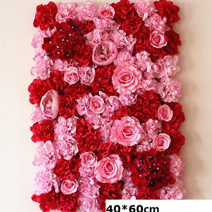 Kunstige blomster vægpaneler blomstermåtte silke rose blomsterpaneler til baggrund bryllup vægdekoration: Rosenpulver