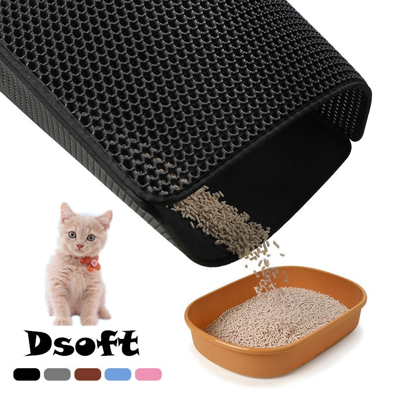 Waterdichte kattenbakmat, dubbellaags, waterdichte kattenbakmatten, opvouwbare antislip kattenhuis schoonmaakmat, kattenmandbenodigdheden