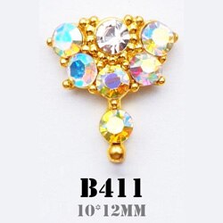 10 stk 3d legeret neglekunst tilbehør skinnende krystal guld negle smykker topniveau negle skønhed charms: B411