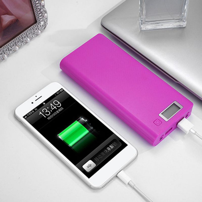 Diy 8x18650 bateria portátil power bank caso escudo caixa display lcd duplo usb caixa de banco de potência