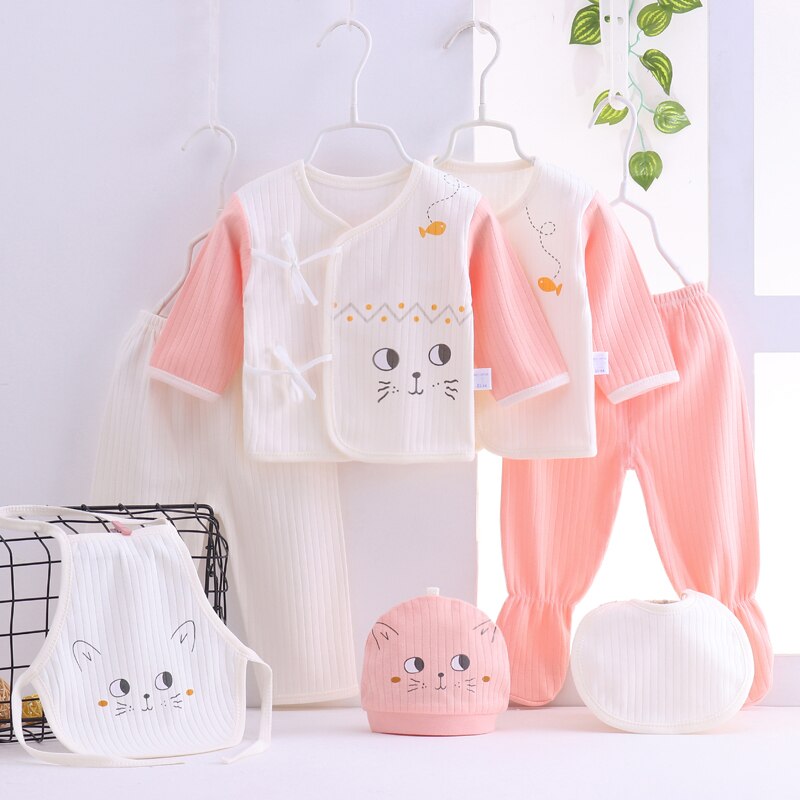 (7 unids/set) bebé recién nacido 0-6M naturaleza ropa $ saludable bebé niño/niña ropa 100% de algodón de dibujos animados de ropa interior 2070812: Rosa