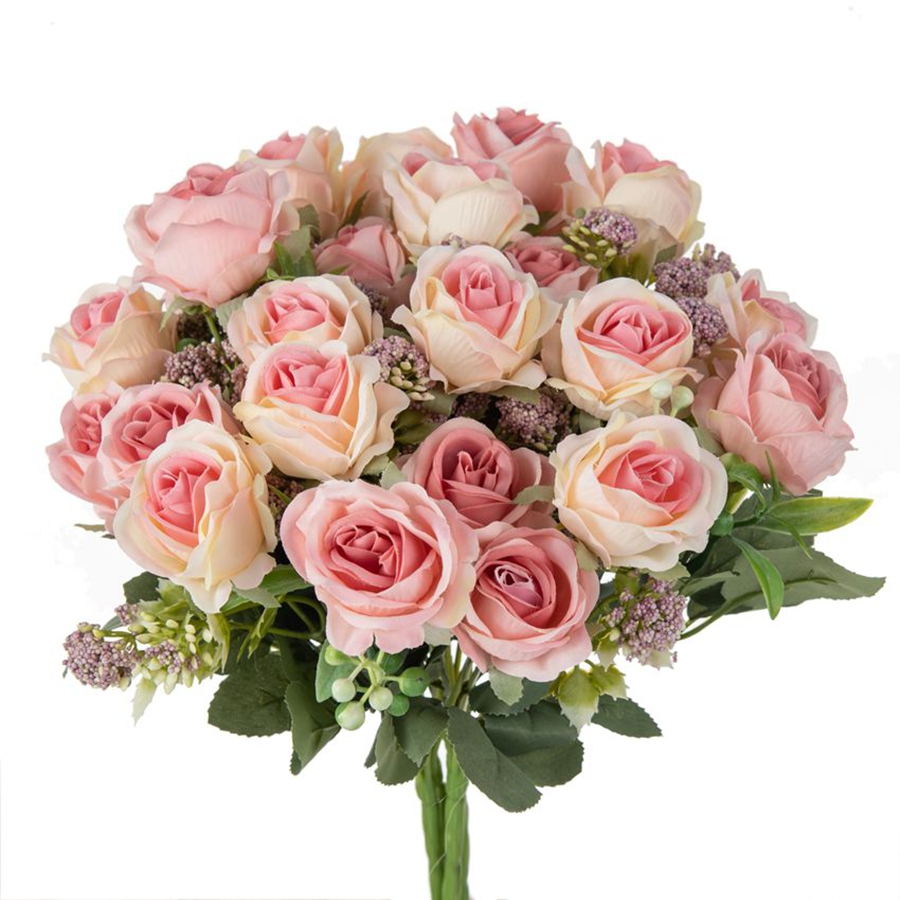 Flores artificiales de seda, ramo de rosas para el Festival, jarrón de Mesa para el hogar, ramo de novia, decoración de bricolaje, utilería para escenario