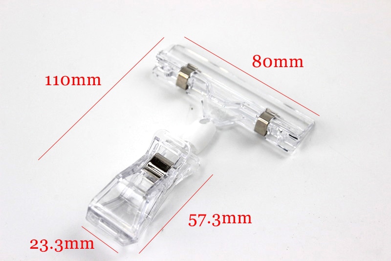 50PCS Merchandise Sign Clips Display Clip on Sign Holder Stand Rotatable Clear POP Clip on Sign Holders Price Tag Card Display