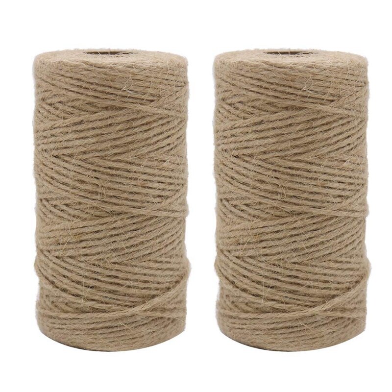 2pcs x 333 feet 2mm 3Ply jute twine, package tied with twine, natural brown winding garden, , crafts rope: Default Title