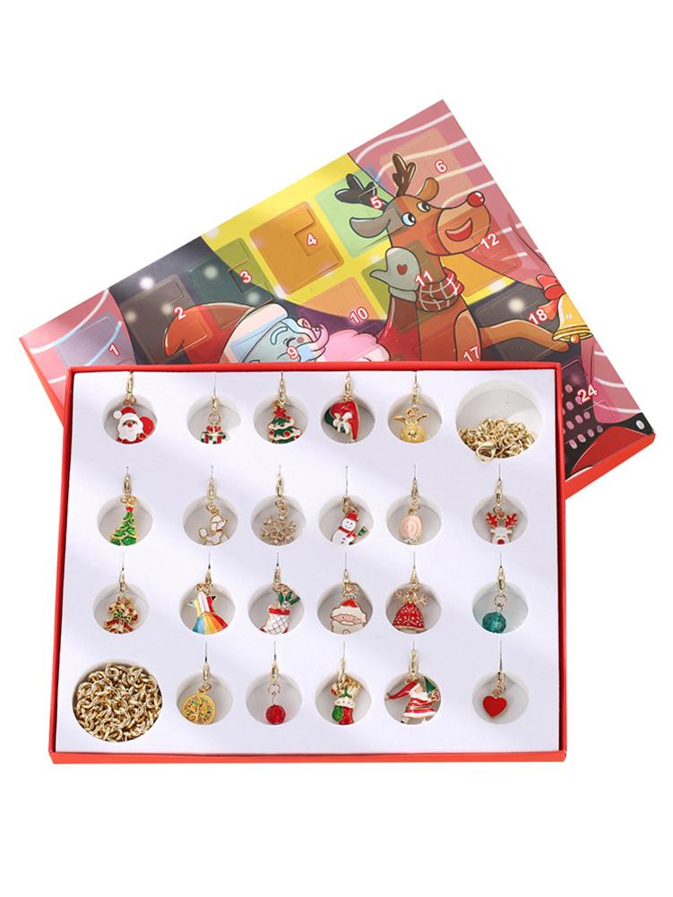 Christmas Christmas Ornaments Countdown Calendar Box Advent Golden Bracelet Necklace Accessory Set Children's Box