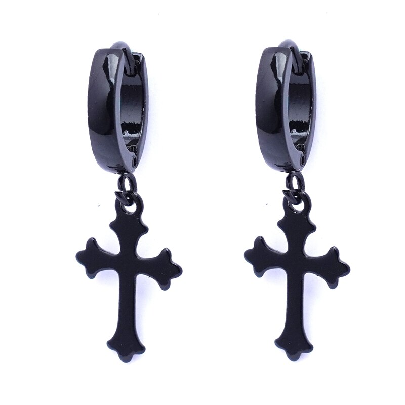 ESSFF-pendientes de acero inoxidable para mujer y hombre, aretes colgantes de Cruz Punk Rock, 14 estilos, joyería gótica,: BE0019