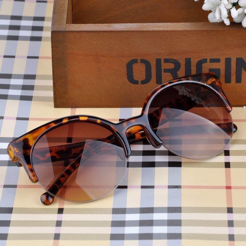 VESTEY Brand Cat Eye Sunglasses Women Classic half Frame Eyewear Black Lens Sun Glasses UV400 Gafas De