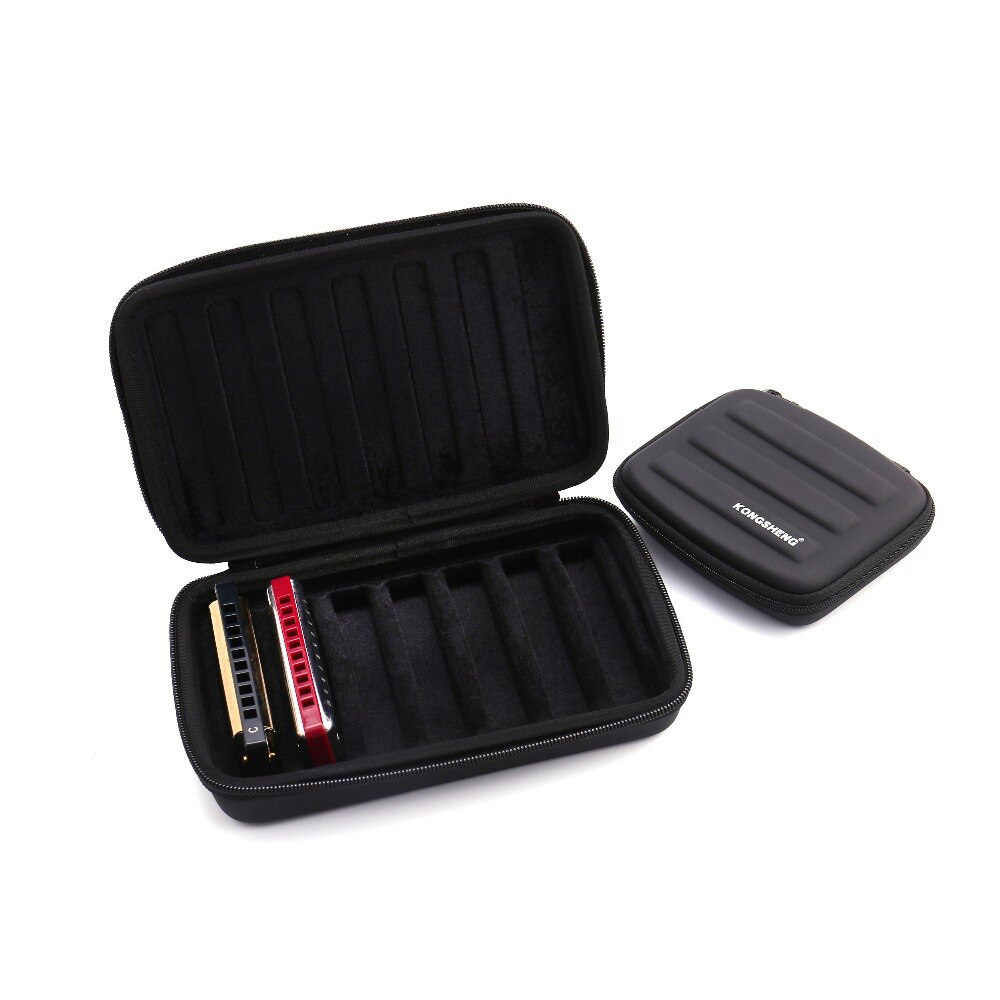 Kongsheng 10 Holes Harmonica Case Voor 7 Stuks Draagbare Opbergtas