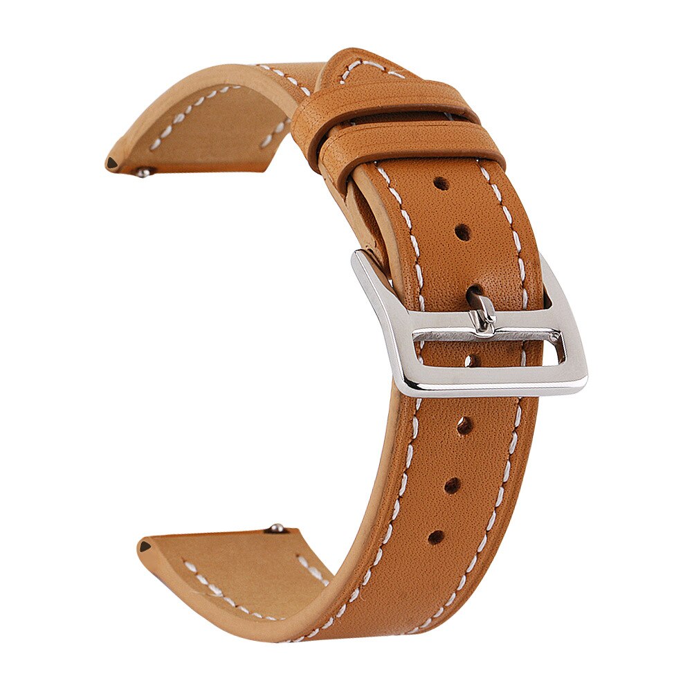 18mm 20mm 22mm 24mm Universal Single Tour Genuine Leather Watch Band Wristband For Samsung Galaxy 46/42mm Gear S3 Strap: Brown / 18mm