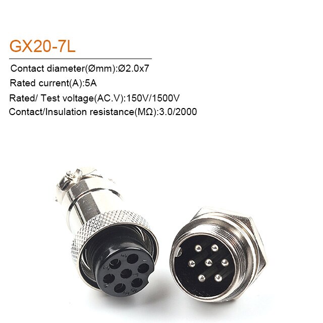 1Set GX20 2/3/4/5/6/7/8/9/10/12/14/15 Pin 20Mm Male + Vrouwelijke Circulaire Moer Type Draad Panel Aviation Connector Socket Plug: GX20-7 Nut type