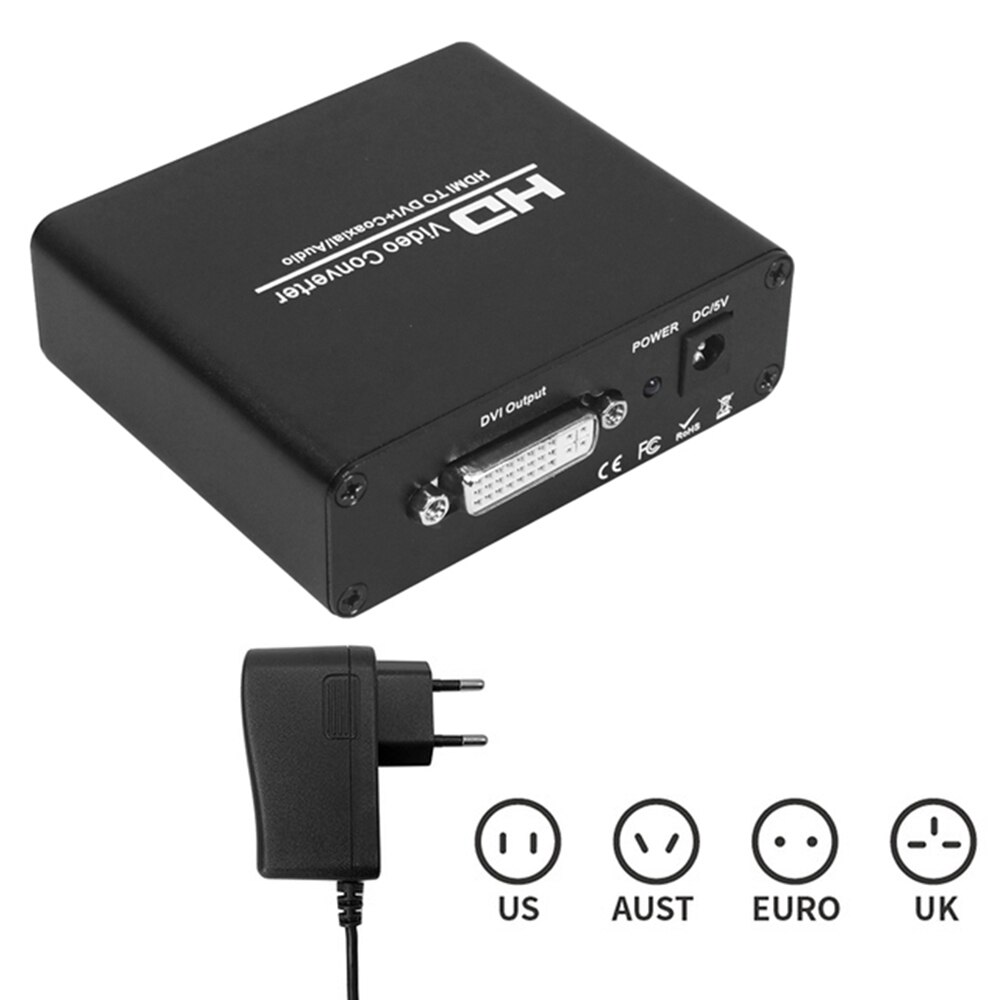 Convertisseur extracteur audio HDMI vers DVI + audio stéréo avec audio, pour PS4, apple TV, PC portable, ps3: UK power supply
