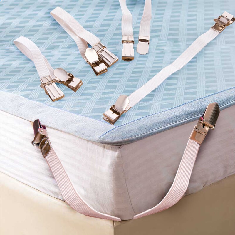 4 stk sengetøj madras tæpper rustfrit stål elastisk holder seng fastgørelse griber clips værktøj boligindretning ev tekstili