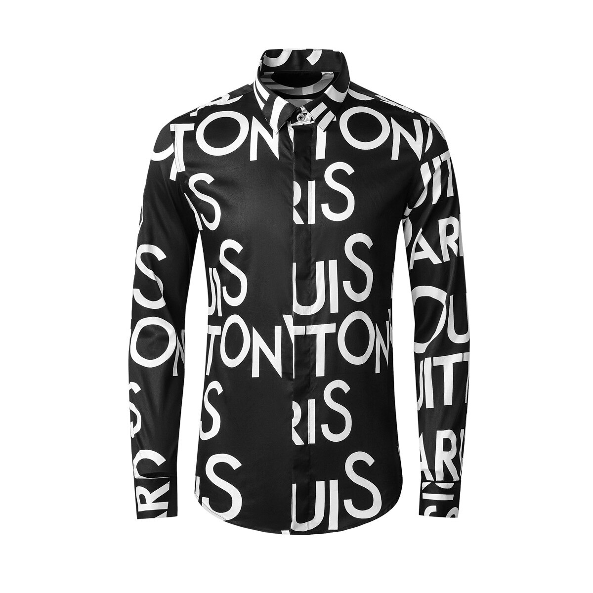 Våren herreskjorter lange ermer trykk kjent personlighet trykk bokstav størrelse ml xl xxl xxxl 4xl