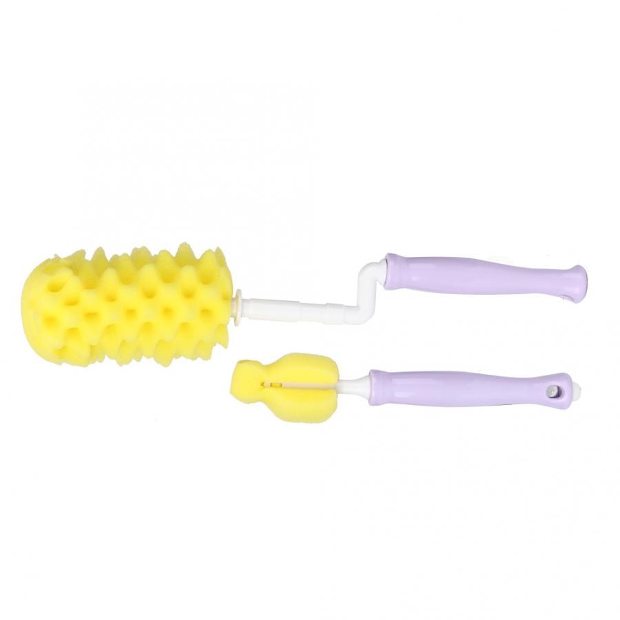 2 teile/satz Schwamm Baby Milch Flasche Reinigung Pinsel 360 Grad Griff Flasche Pinsel Reiniger Pinsel Tool Kit Flasche Accesssory