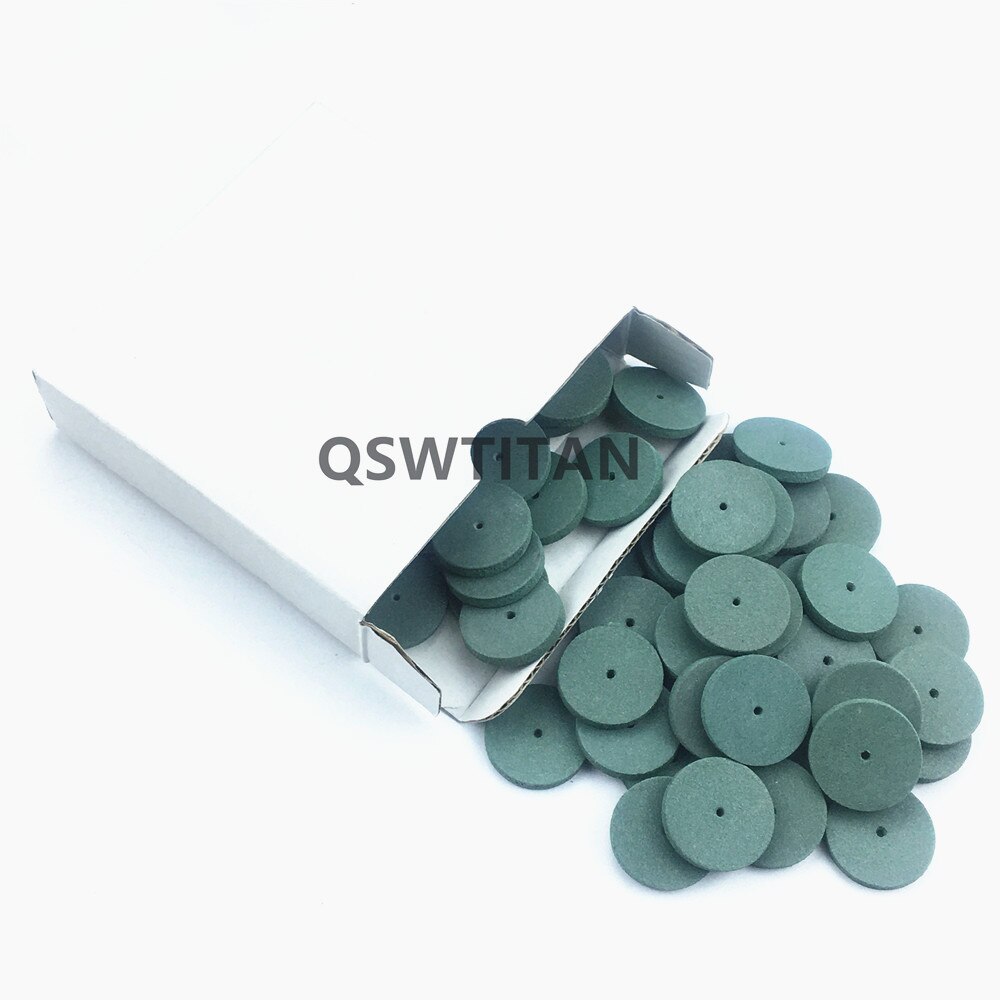 Roue de polissage en caoutchouc et silicone, assortiment de 100 pièces, particules de polissage, matériel de laboratoire dentaire, meulage en alliage métallique: 100pcs- green Thick