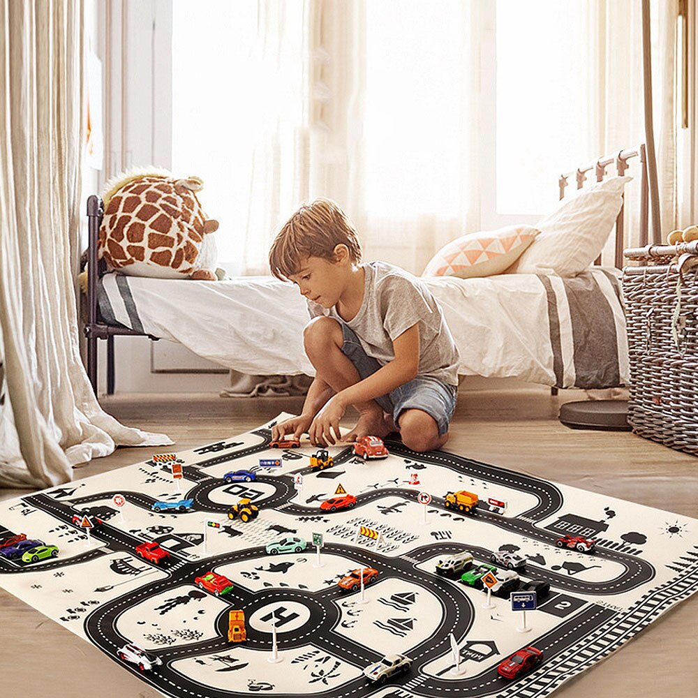 Moderne Stijl Auto Stad Scène Taffic Snelweg Kaart Play Mat kinderen tapijten Kruipen Mat Educatief Speelgoed Voor Kinderen Games Road tapijt