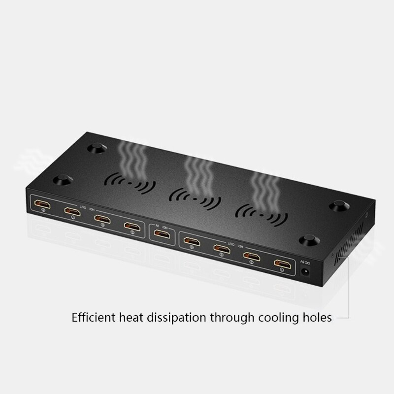 1x8 8 Ports HDMI Powered Splitter One Input To Eight Outputs 1080P/60HZ Black HDMI Display Adapter Multiple Monitors