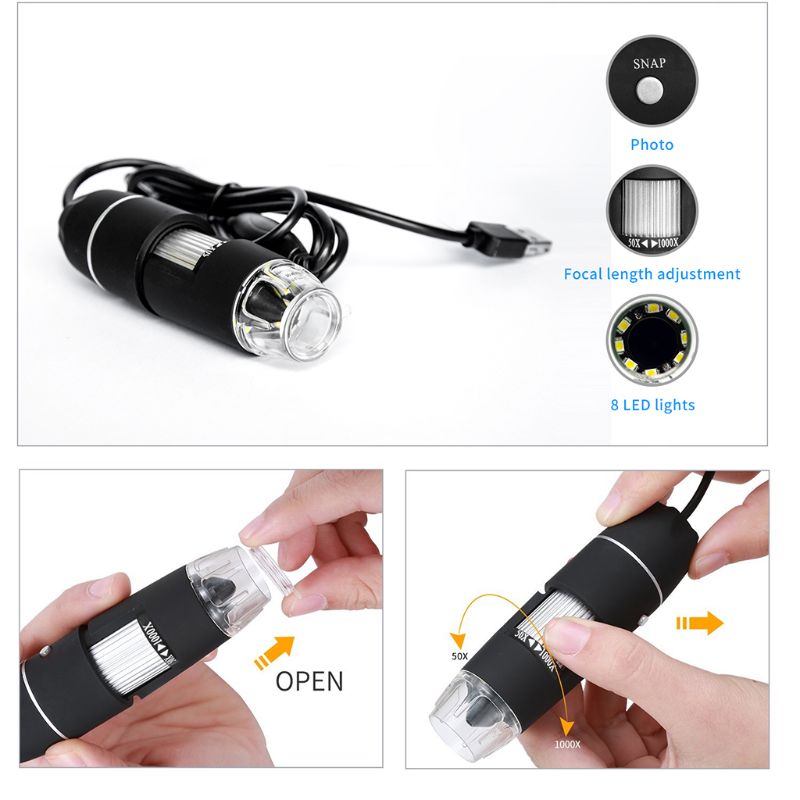 Handheld 1000X Digital USB Microscope 8 Led for phone repair soldering Monocular Magnifier Microscopes