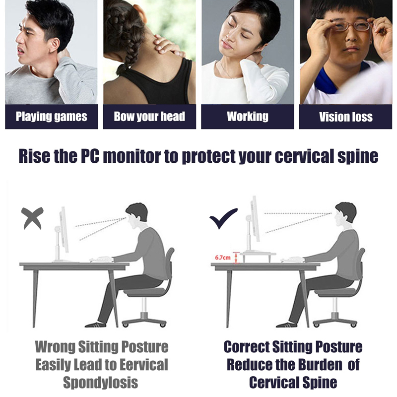 Multi-function PC Computer Monitor Stand Riser Laptop Holder PVC Desk Organizer Shelf Easy Assemble for Home Desktop