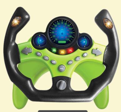 Co-pilot Steering Wheel Simulation Driving Simulation Steering Wheel Early Childhood Education Educational Toys with Base: green