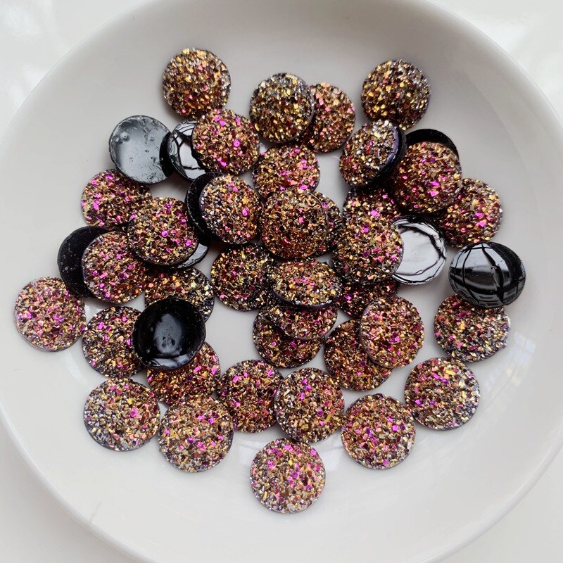 Cristal AB 12mm 80 pièces/lot de pierres précieuses en résine à dos plat, strass ronds à pois, pour décoration à faire soi-même: A5512