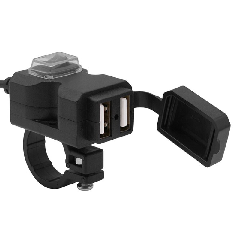 12V-24V Dual USB Port Waterproof Motorcycle Handlebar Charger Adapter Power Supply Socket For iphone Samsung Huawei