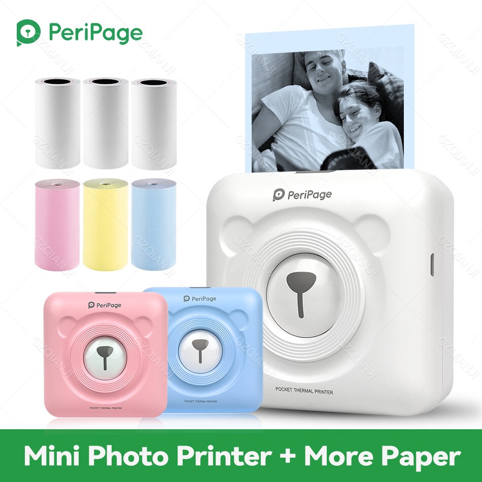 Peripage – Mini-imprimante Photo Portable sans fil A6, 58mm, avec étiquette autocollante et Notes,