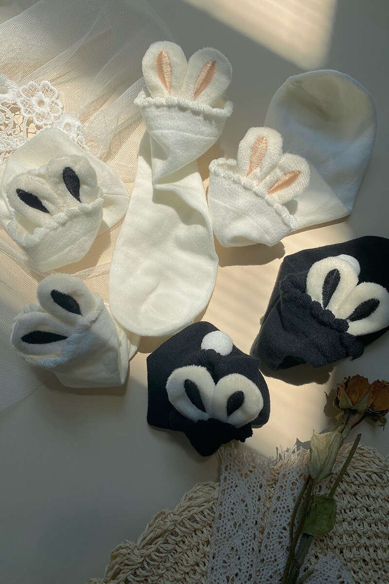 Japanse Magic Geborduurde Zachte Zus Konijn Oor, Mooie Haar Bollen Sok Kracht Meisje Sokken Vrouwelijke Studenten