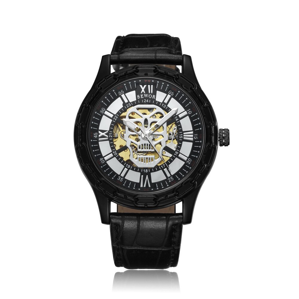 Luxe Gouden Schedel Horloges Heren Skeleton Horloges Sewor Automatische Self-Wind Mechanische Horloges Klok Relogio Masculino: 1102-04