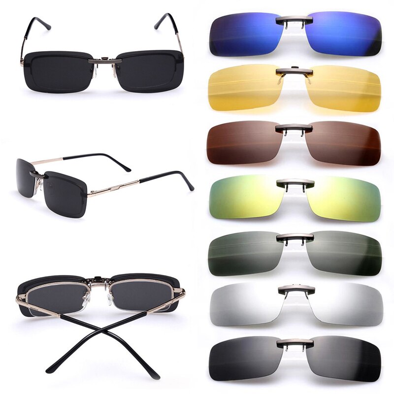 Men's Women's Polarized Day Night Vision Clip On Lens Glasses Sunglasses K3NF