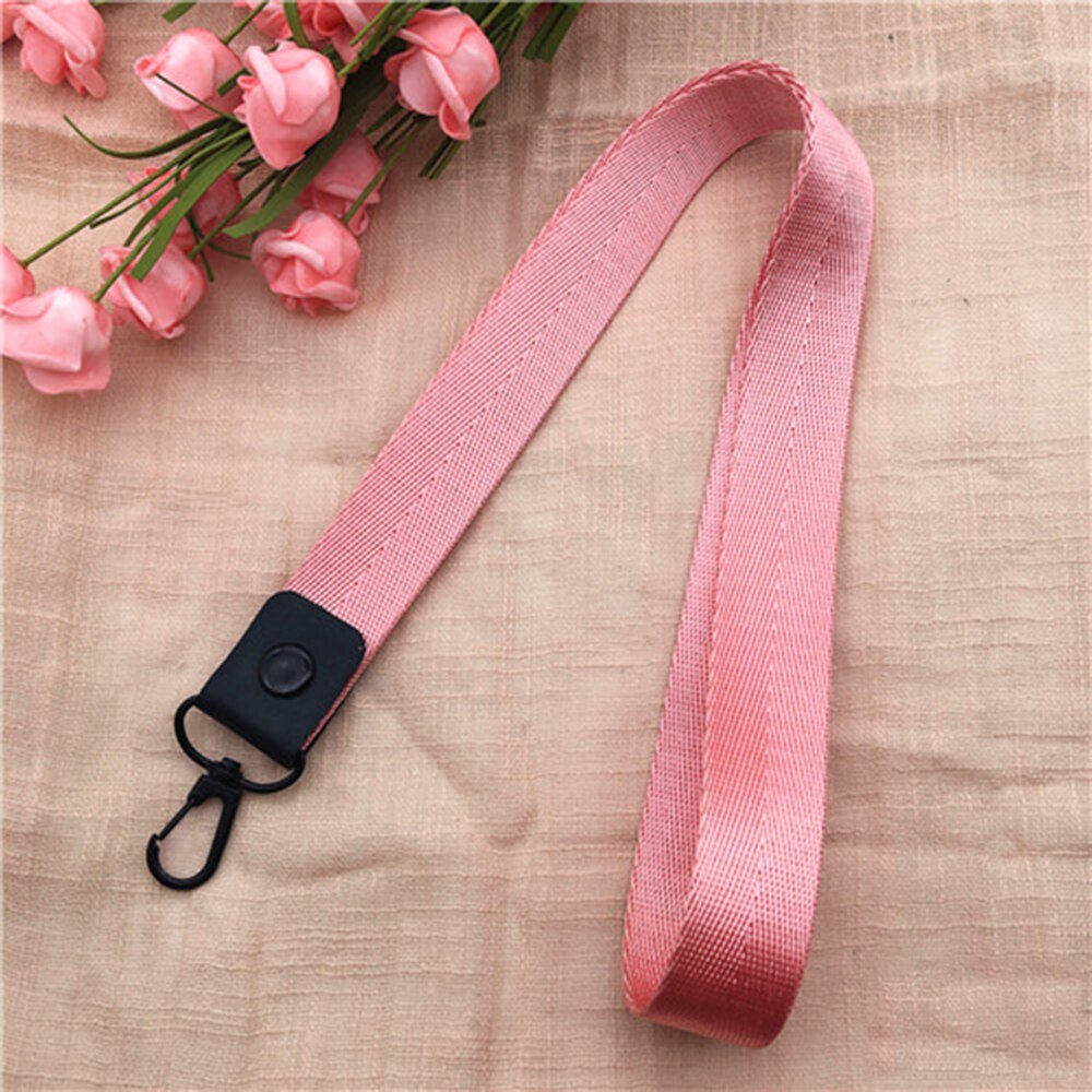 Effen Kleur Lanyards Tag Houder Neck Hang Id-kaart Lanyards Polsbandje Sleutel Touw Mobiele Telefoon Riemen Id-kaart Sleutelhanger zwart Rood: L pink