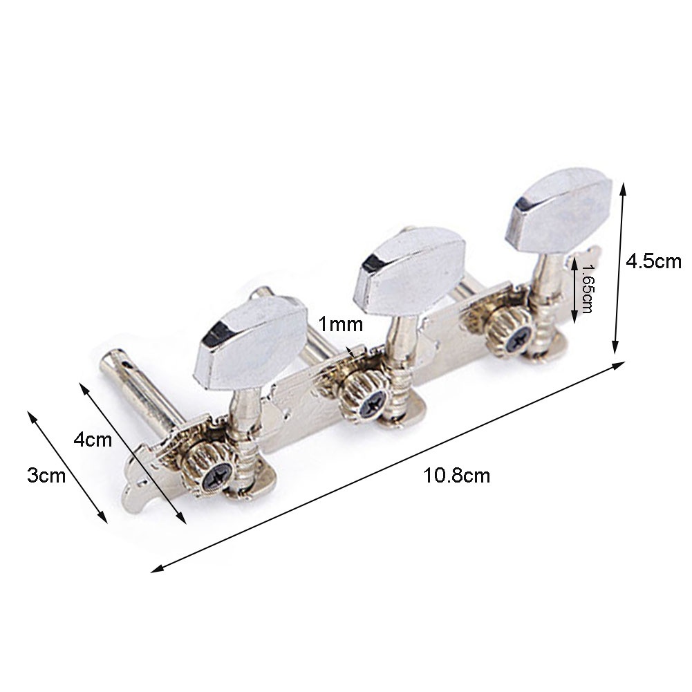 JEString Tuning Pegs Tuners for Acoustic, Folk JEMachine Heads, Chrome Part, 3R + 3L, Replacement Parts, 6Pcs