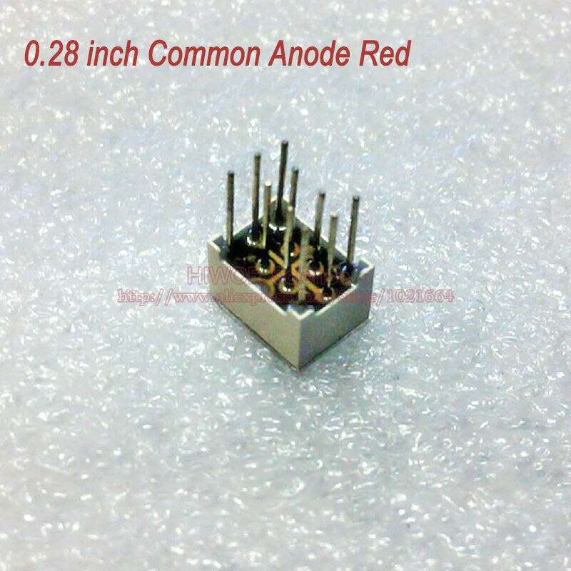 (10pcs/lot) 10 Pins 2811BR 0.28 Inch 1 Bit 7 Segment Red LED Display Share Common Anode Digital Display