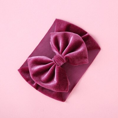 Sammet baby pannband turban stor pilbåge baby flicka pannband för nyfödd rosett hårband barn barn huvud inpackning hårtillbehör: 9