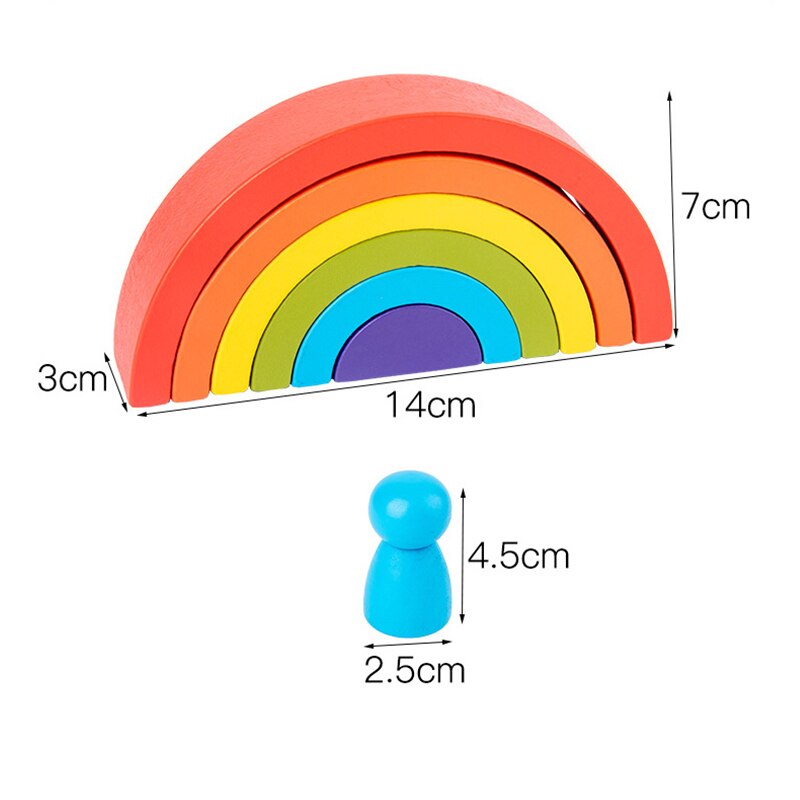 Arcobaleno Blocchi di Costruzione di Giocattoli In Legno per Bambini Creativo Stacker Montessori Educativi Giocattoli per I Bambini Regali Ideali: small size set