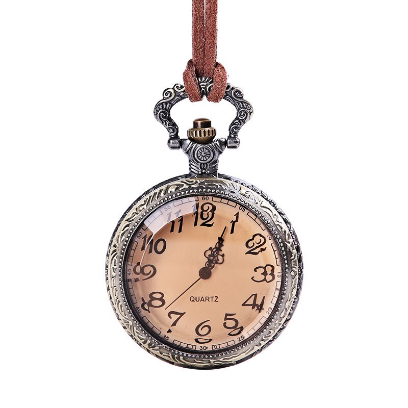 Dr. Who-reloj de bolsillo con espejo transparente para hombre y mujer, cronógrafo con funda abatible de bronce, estilo Vintage, con cadena de