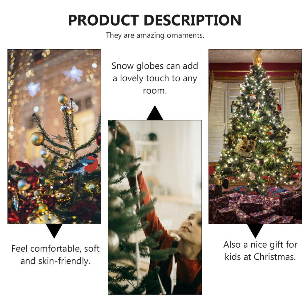 2Pcs Snow Globes Festive Snow Globes Crystal Ball Desktop Ornament for Christmas