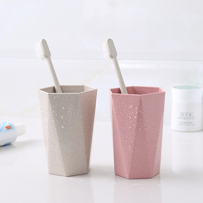 Halm kop vask diamant form husstand badeværelse enkle diamant børstning kopper par tand cylinder mund tand kop