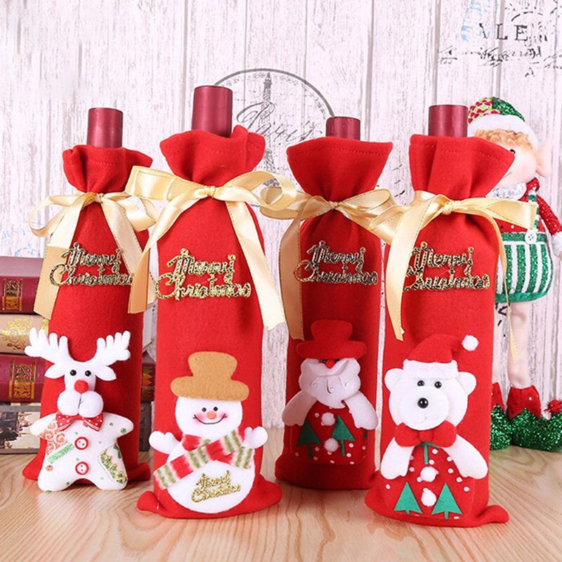 Rode Wijn Fles Cover Tassen Decoratie Thuis Party Kerstman Kerst Verpakking Christmas Merry Christmas Decoratie