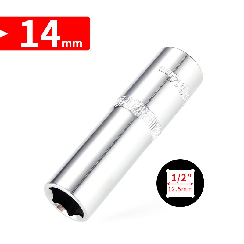1/2 tommer  (12.5mm lengre hode 8-32mm cr-v pipenøkkelsett sekskantet skrallehode for bilreparasjonsverktøy: 14mm
